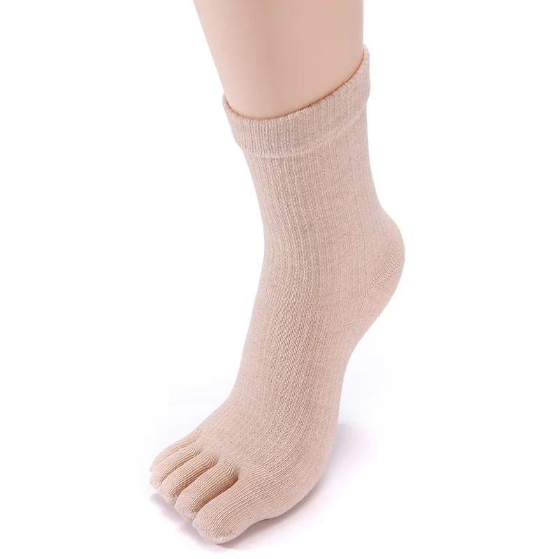 

5 Pairs Solid Color Five Fingers Toe Socks Women Lady Split Toe Business Sport Anti-Friction Mid-tube Cotton Socks Four Seasons