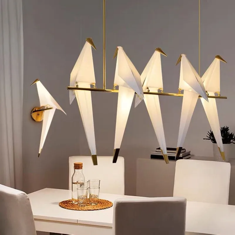 Paper Crane Bird LED Chandelier For Restaurant Living Room Dining Room Children's Room creative lights design lamp