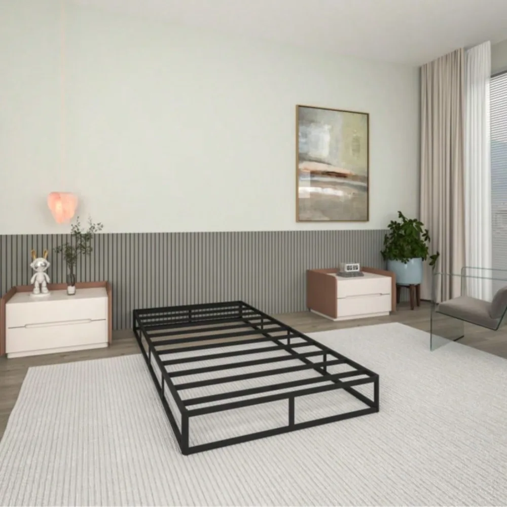 

7 Inch Metal Box Spring For Twin Bed, 3000 Lbs Capacity, Low Profile Mattress Foundation, Furniture Living Room