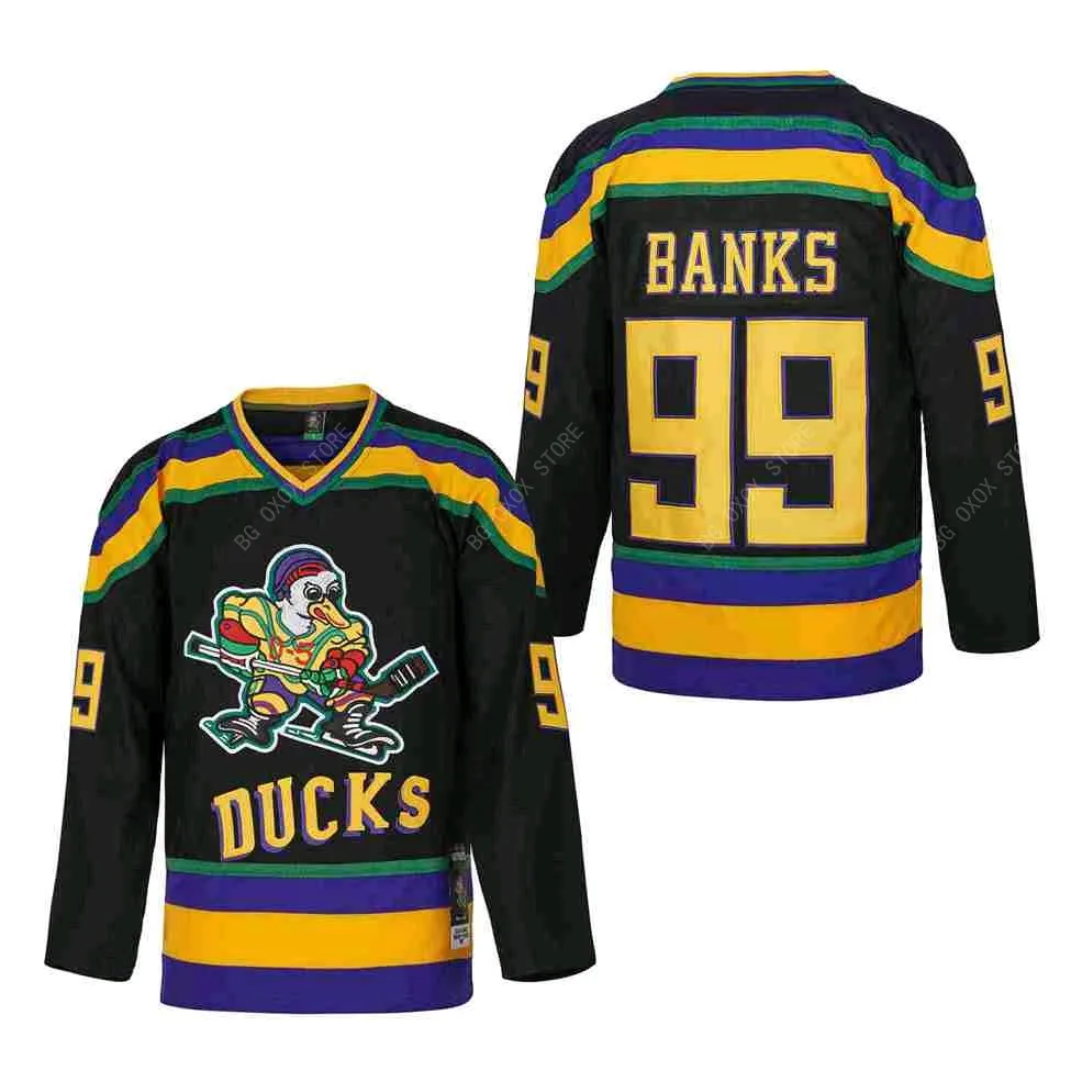 Ice Hockey Jersey Mighty Ducks 99 Banks 96 Conway 66 Bombay Outdoor Sportswear Jerseys Sewing Embroidery Green Black 2023 New