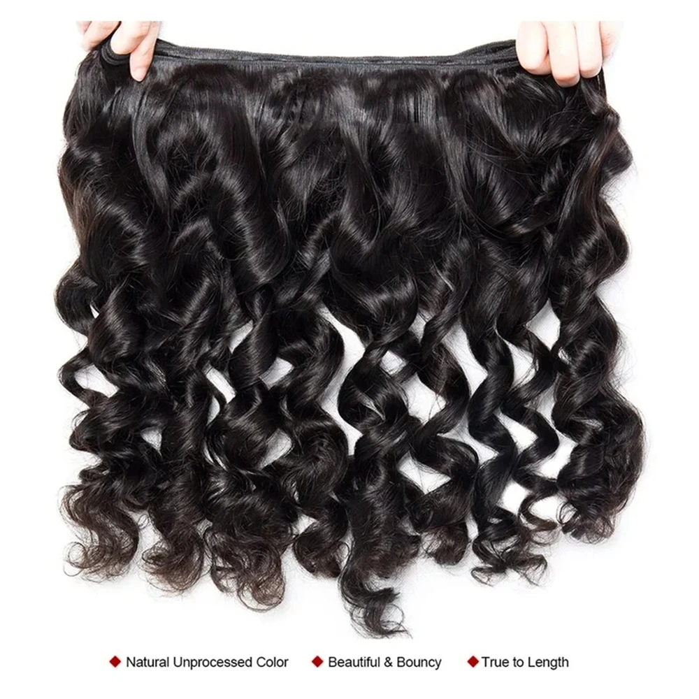 10-26 Inchs Loose Wave Bundles Human Hair No Closure 3 PCS Brazilian Human Hair Extensions Weave Hair Nature Black Double Weft