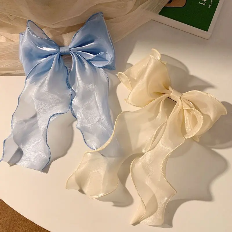 Cute Bow Tie Ribbon Hairs Clip New Girls Oversized Hair Ribbons Long-tail Hairpins Multi-Layer Hair Clip Girls Hair Accessories