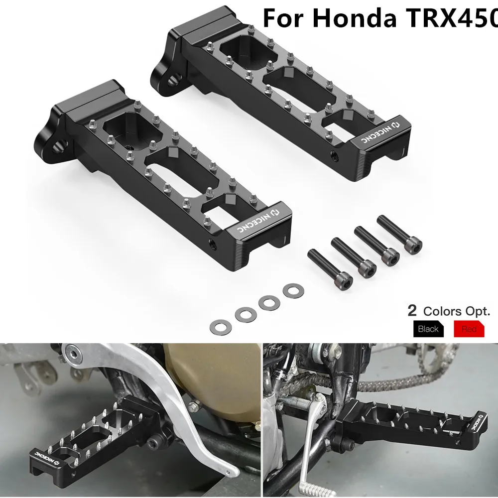 for Honda TRX450R Kick Start 2006-2009 TRX450ER Electric Start 2006-2014 Foot Peg Pedals Aluminum Alloy ATV Footrest Plate 2 Pcs