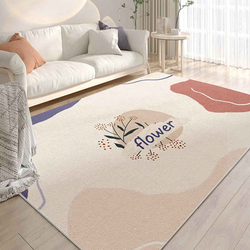 Light Luxury Thickened Large Area Living Room Decorative Carpet Simple Soft Fluffy Bedroom Carpets Nonslip Easycare Home Rug