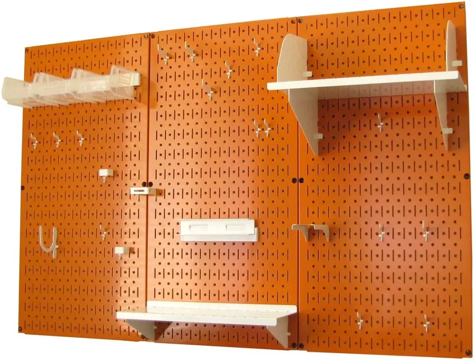 Pegboard Organizer Wall Control 4 ft. Metal Pegboard Standard Tool Storage Kit with Orange Toolboard and White Accessories