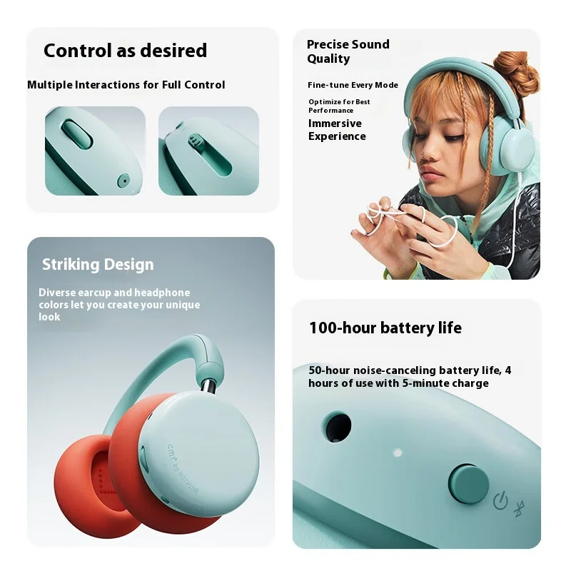 CMF Headphone Pro الإصدار العالمي يصل عمر البطارية لمدة 100 ساعة كتل ANC ما يصل إلى 99% خصم وسائد الأذن القابلة للتبديل بالضوضاء #5