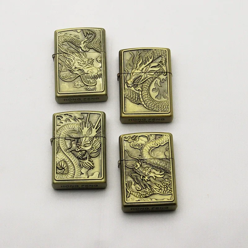 Authentic High-end Bronze Kerosene Lighter, Exquisite and Cool. Shenlong Bronze Kerosene Machine Is A Gift Lighter for Men