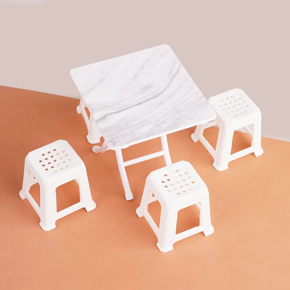 1Set Multistyles Dining Table Furniture Table Plastic MIni 1:12 Dollhouse Miniature Folding Table Stool Decor Toy
