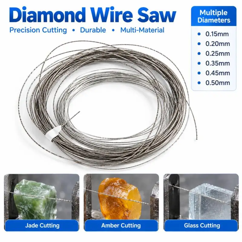 1M/1Roll Diamonds Wire Saw 0.15-0.5mm 1 Meter Low-Damage Cutting Accessory Suitable for Precision Cutting of Jade and Ceramics