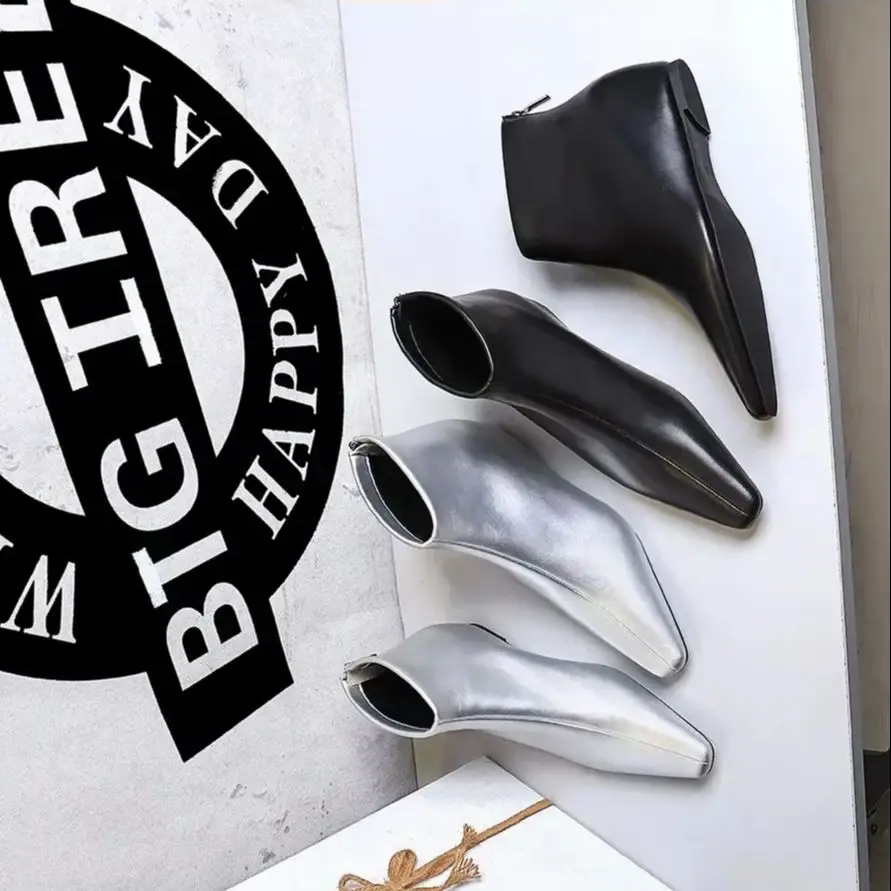 

Ботинки BIGTREE, женские ботильоны «Челси», зимние дизайнерские модные туфли на среднем каблуке, новинка 2025, трендовые модельные туфли-лодочки Femme Walking Zapatos