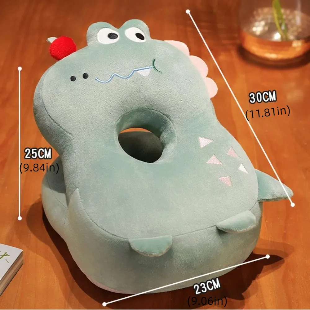 Almohada calentadora de manos de doble cara, súper suave, mantiene el calor, dinosaurio, almohada para siesta en la oficina, almohada de felpa y seda helada para cachorros de dibujos animados, juguete de peluche