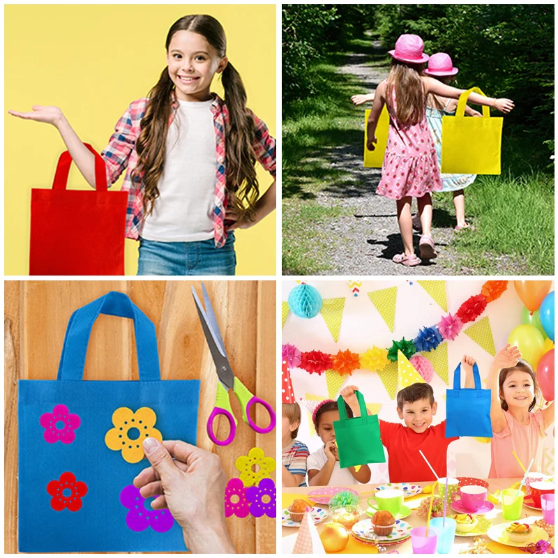 5 Stück leere Goodie-Taschen, 15/20/25 cm, Vliesstoff, wiederverwendbar, für Festivals, Geschenke, Aufbewahrung, Partygeschenke, Tasche für Kinder, Geburtstag, TMZ – Detail 10