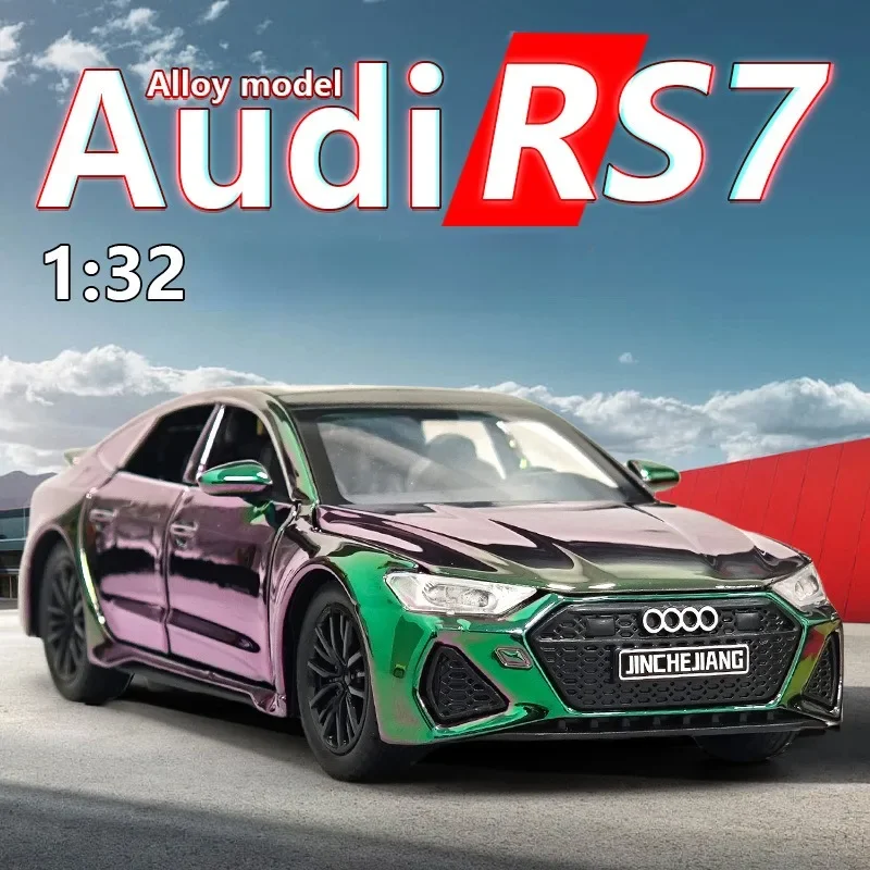 نموذج سيارة أودي RS7 سبيكة ، مقياس ، طلاء كهربائي دييكاست ، مركبة لعبة ، مجموعة هدايا عيد الميلاد ، سيارة مصغرة للأطفال ، صبي