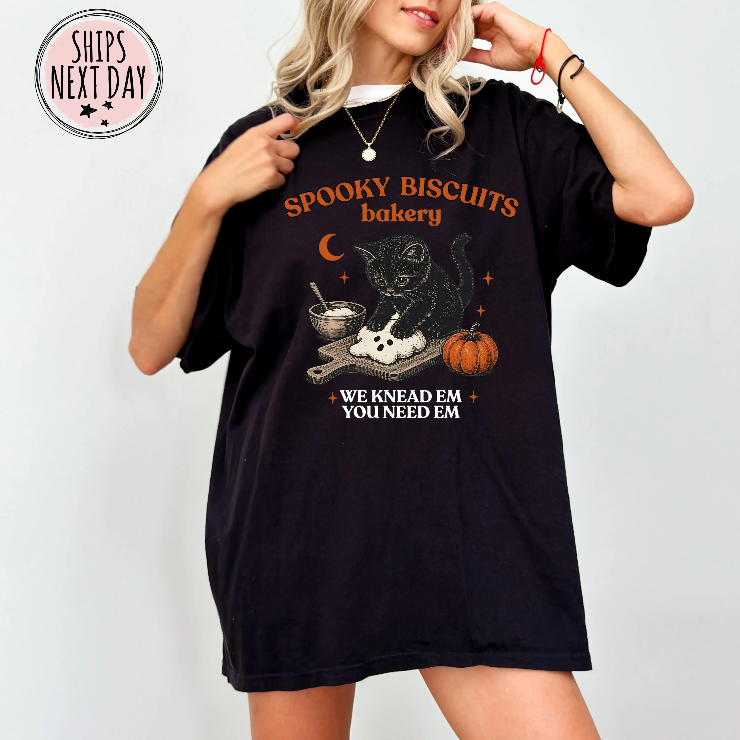 Black Cat Bakery Halloween Shirt – Spooky Biscuits Baking Tee