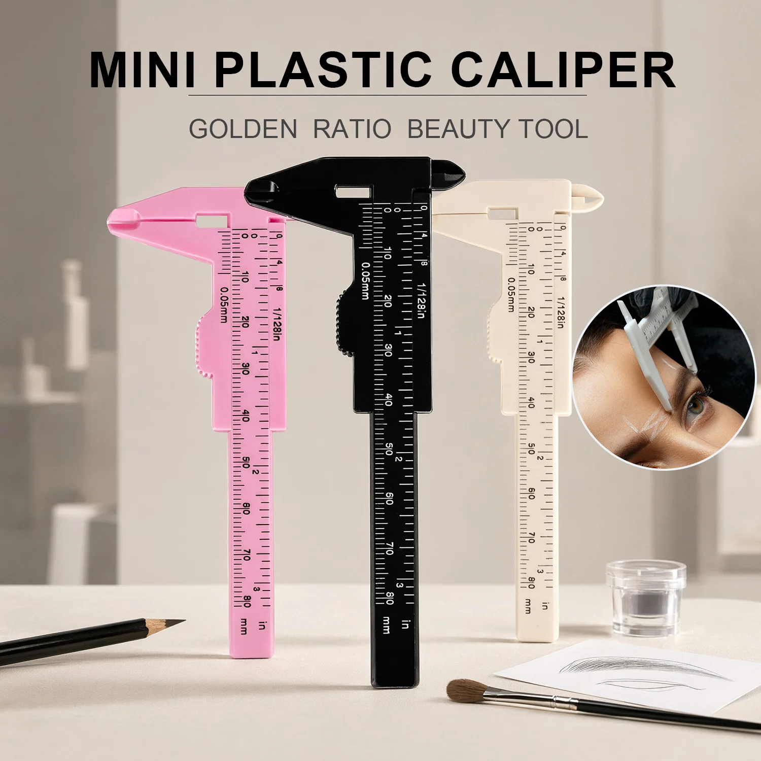Lightweight ABS Plastic Caliper Portable Eyebrow Measuring Gauge Golden Ratio Ruler For PMU Artists Beauty Salon Microblading