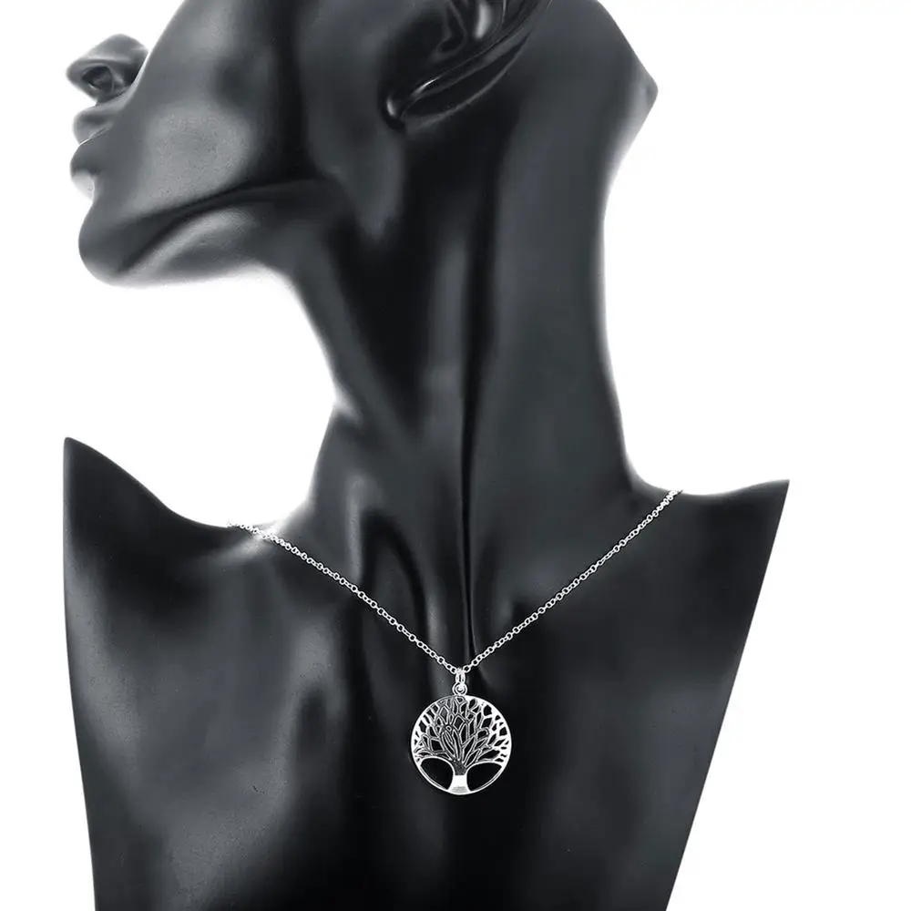 Women's Fine Retro Round Tree Pendant Necklace & Earrings Set