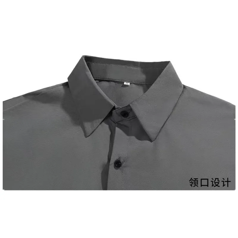 Premium Mannen Ijs Zijde Shirt Lente Zomer Dunne Luxe Losse Koreaanse Business Shirt Effen Trendy Ruche Draperende Shirt Jas B0142