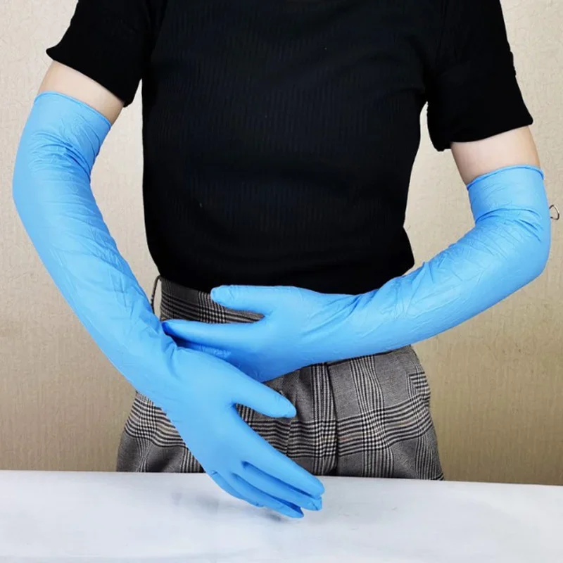 Disposable clean long rubber nitrogen gloves, flexible waterproof Diwa acid and alkali resistant kitchen cleaning tools