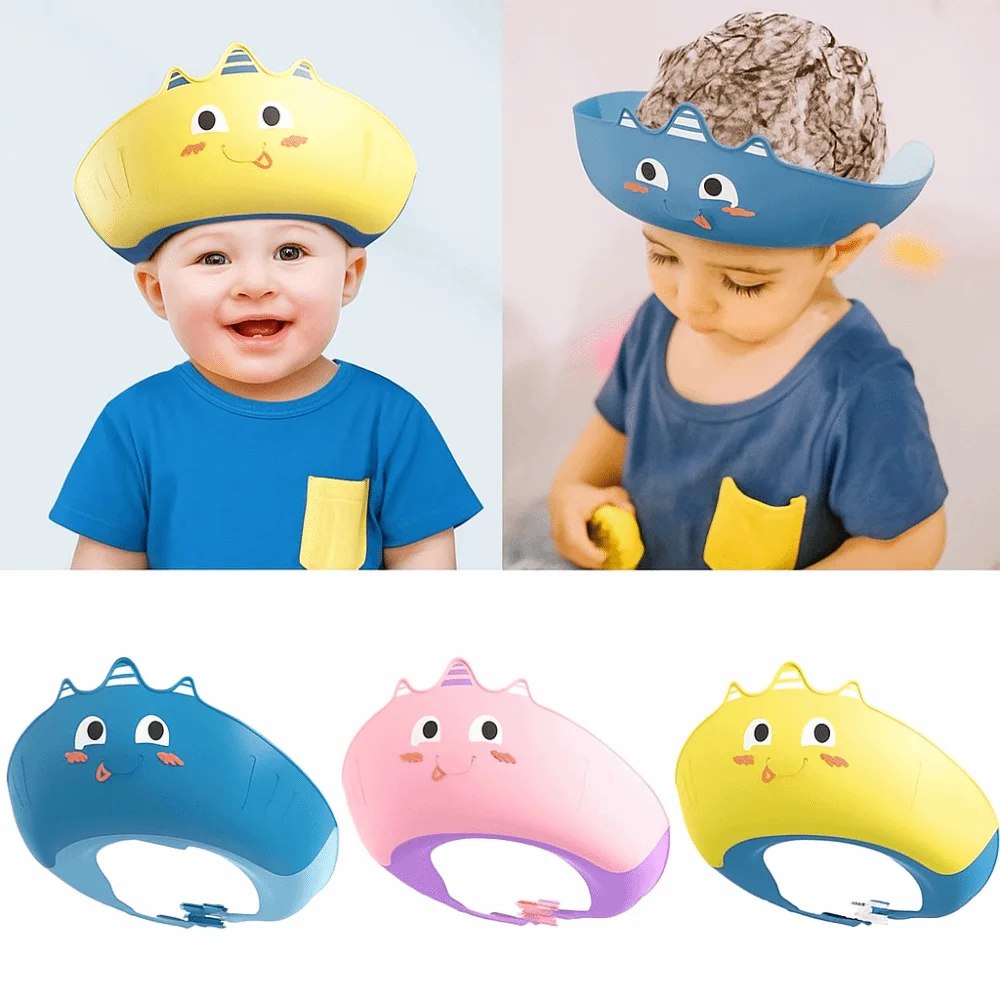 Penutup Kepala Mandi Anti Air untuk Anak, Pelindung Rambut saat Mencuci, Pelindung Mata dan Telinga, Penutup Kepala untuk Mandi