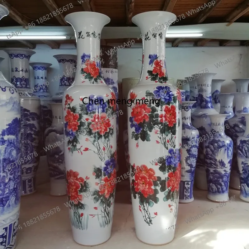 

Ceramic floor-to-ceiling vase, hand-painted, large vase, open outdoor ceramic handicraft ornament