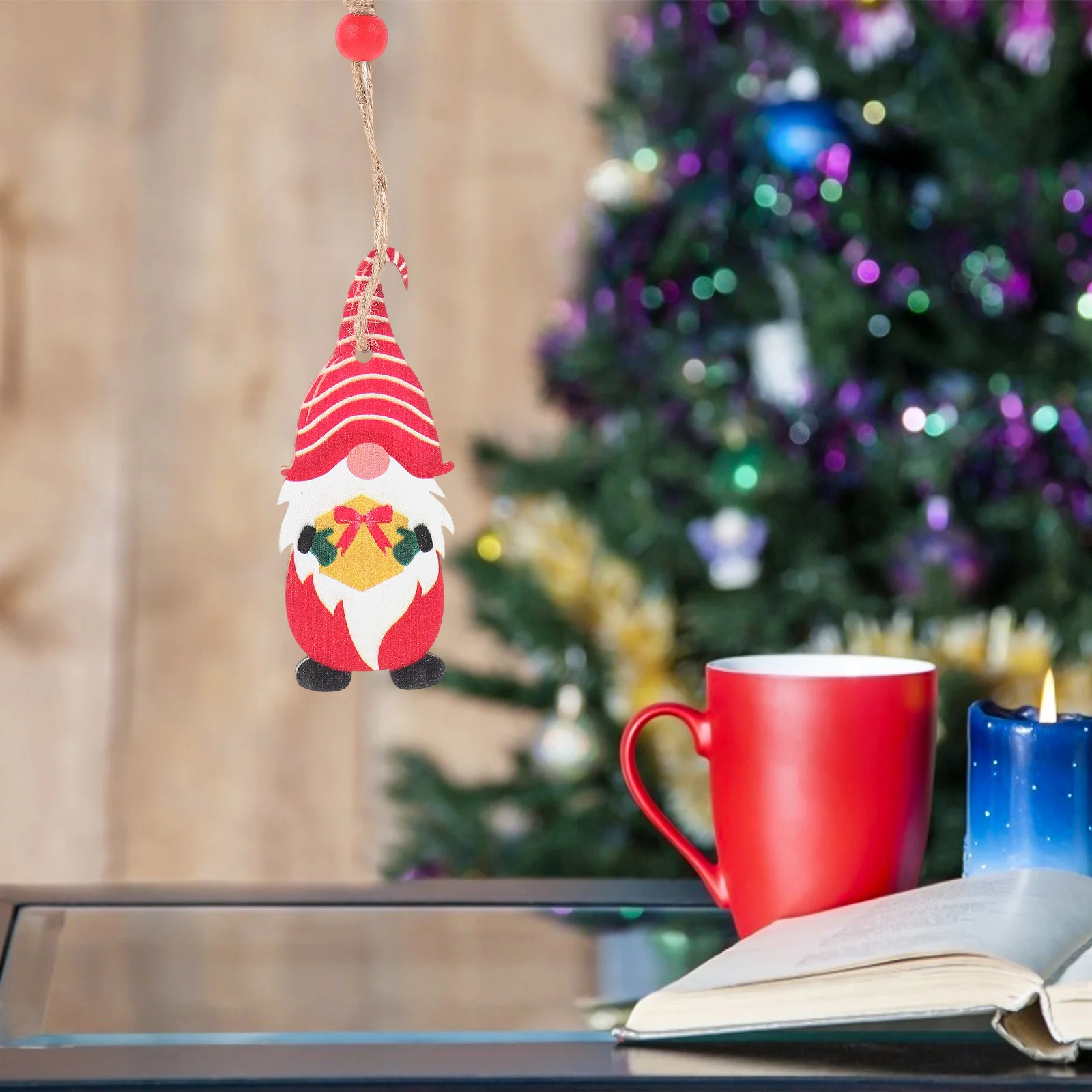 

9Pcs Christmas Santa Pendants Wooden Hanging Gnome Ornaments Party Decoration Christmas Tree Home Decor Gnome