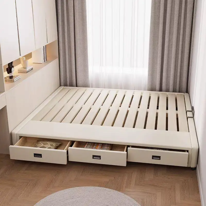 Solid wood bed with storage drawer row skeleton bed without bedside moisture-proof row skeleton with drawer 26cm32cm22cm