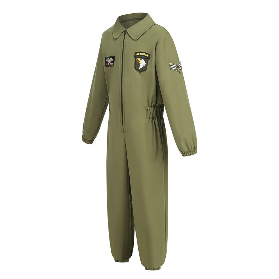 Air Force Pilot Kids Clothes Flight Suit Jumpsuit Boys Girls Outfits Halloween Cosplay Birthday Party Children's Aviator Uniform