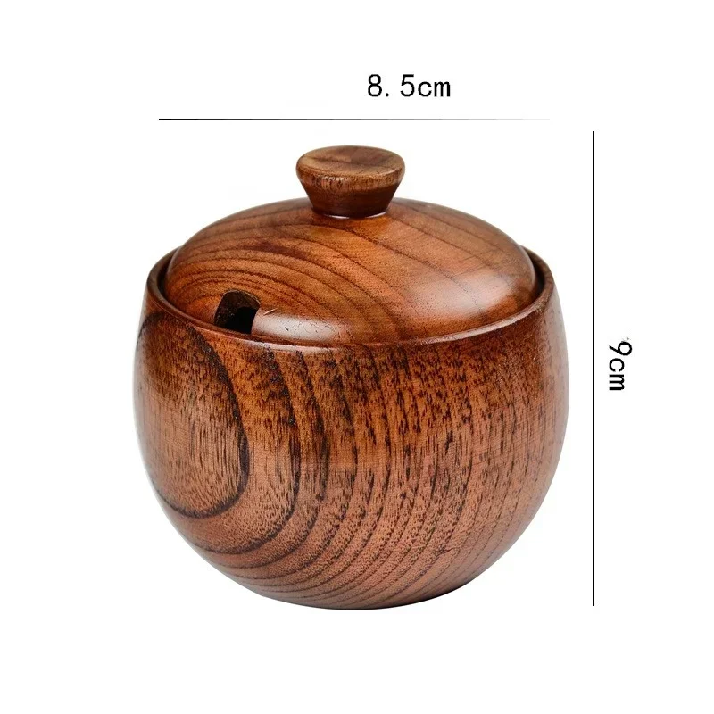 JUSTINLAU Wooden Salt Shaker Vintage Seasoning Jar with Lid Salt Cellar Sugar Spice Jar Chili Seasoning Container Jars Salt Box
