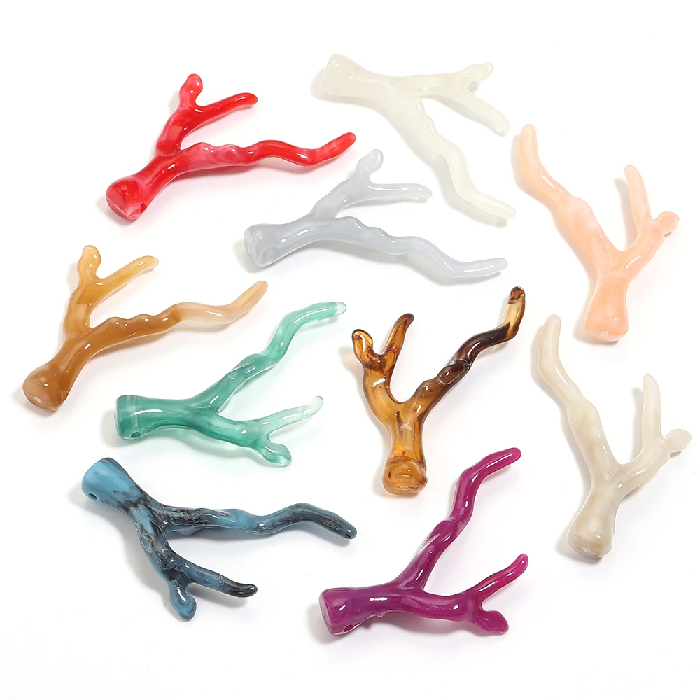 20pcs/lot Imitation Coral Acrylic Beads Charms Colorful Tree Branch Shaped Loose Bead For DIY Necklace Earrings Jewelry Making