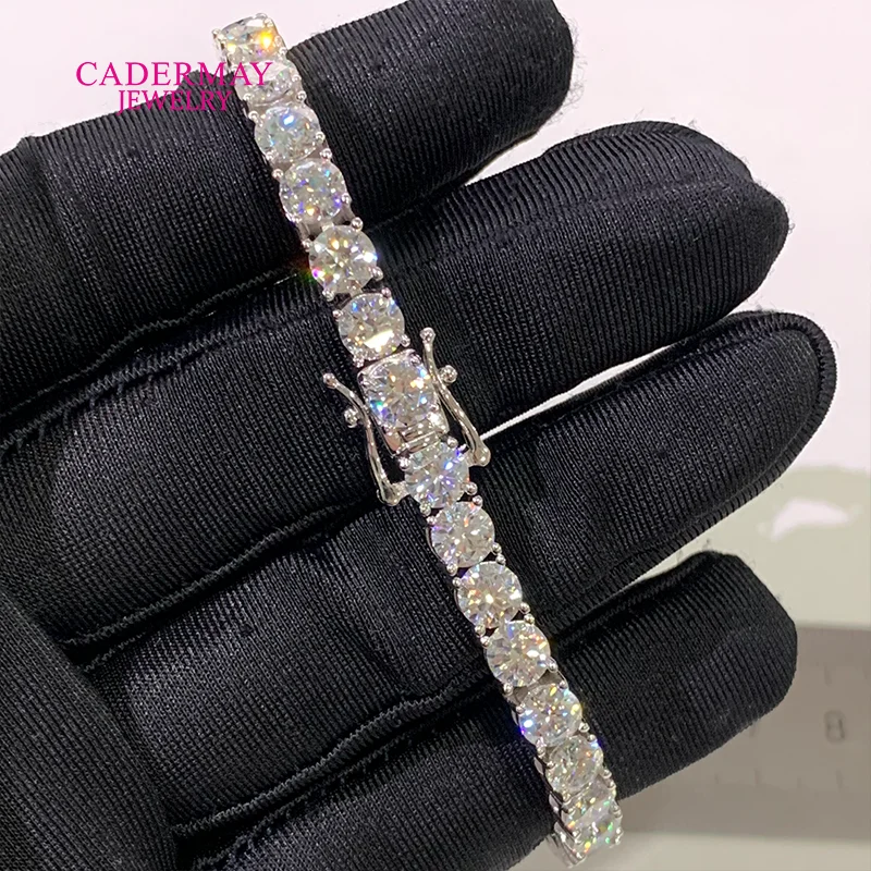 Hiphop Jewelry 5mm Round D VVS Moissanite Tennis Bracelet Pass Diamond Tester 925 Silver Moissanite Tennis Bracelet for Gift