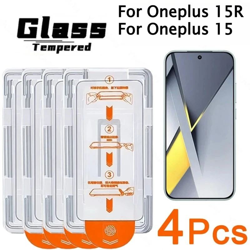 

1-4PCS HD Slim Unlocking Anti-Scratch Tempered Glass Flim For Oneplus 15R 15 13R/T/S 12/11/R Auto-installat Dust-free Screen Kit