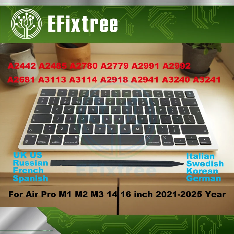 Layout UK US Russian Spanish Laptop Keycaps A2442 A2485 A2779 A2780 A2991 A2992 A2681 A3113 For Macbook Pro Air 14