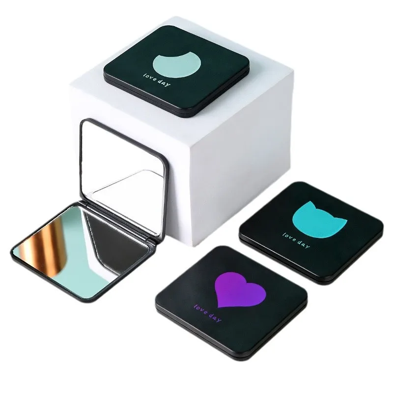 Mini makeup mirror, portable small mirror for girls, cute folding double-sided mirror, student hand-held makeup mirror