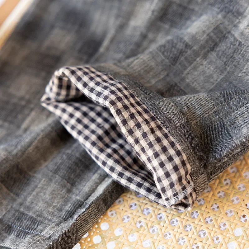 2025 primavera y otoño nueva pareja pantalones para dormir 100% algodón pantalones grandes para hombres y mujeres pantalones casuales a cuadros para el hogar