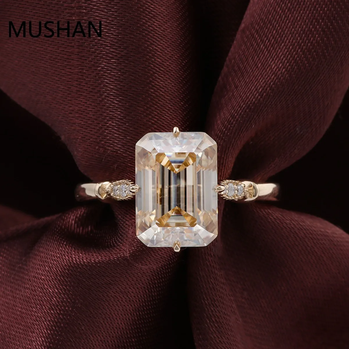MUSHAN Luxury Custom 14K 18K Gold Rings Band Jewelry With Moissanite Diamond Lab Grown Gemstones Diamond Wedding Ring For Women