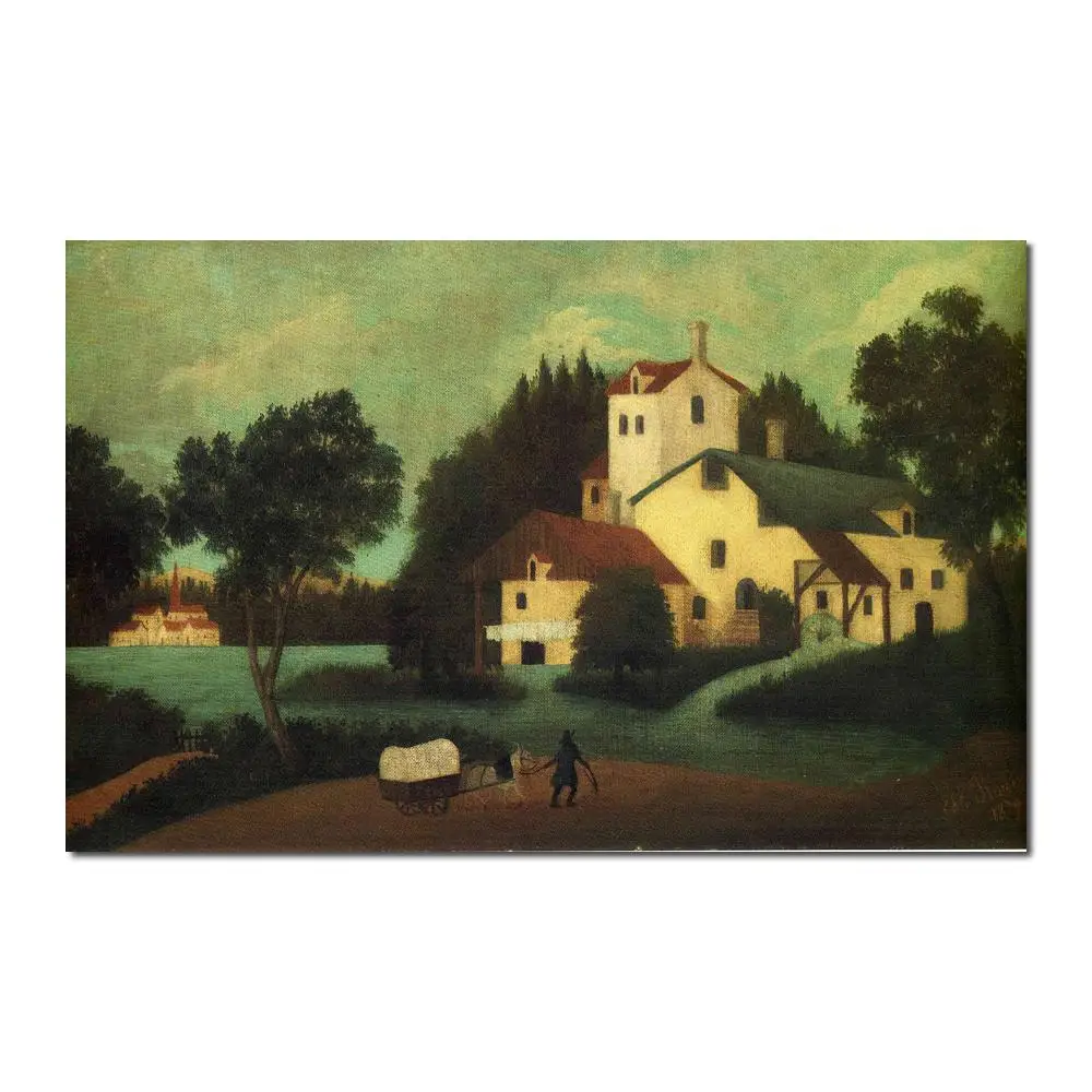 

Modern Painting abstract Wagon in Front of the Mill by Henri Rousseau Canvas High quality Hand painted