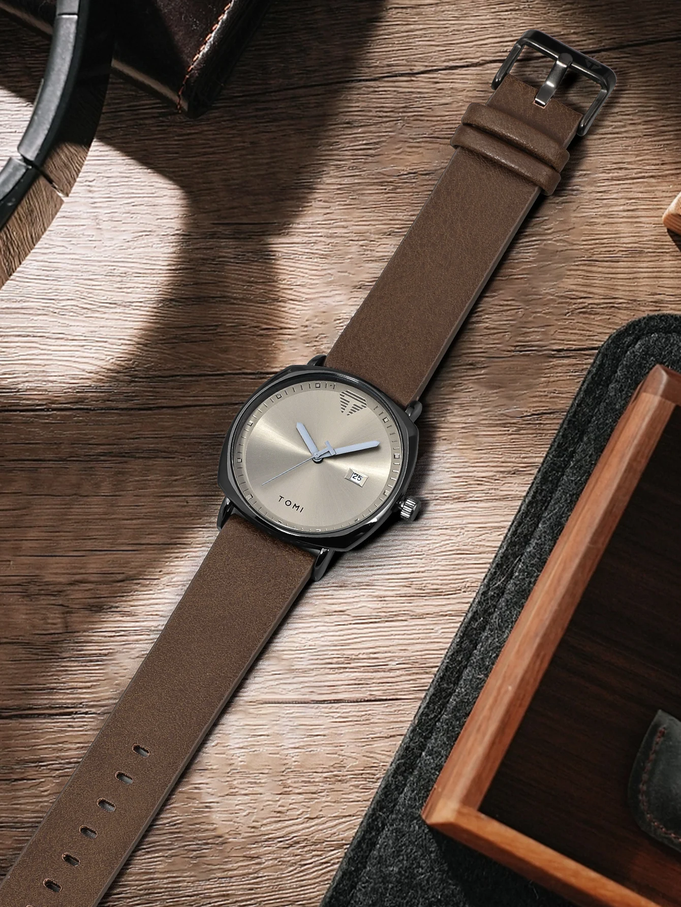 TOMI Neue 2PCS Luxury Business Männer Uhr Geschenk Box Set Einfache und Casual Männer Kalender Quarzuhr Stift Reloj männer Urlaub Geschenk – Detail 14