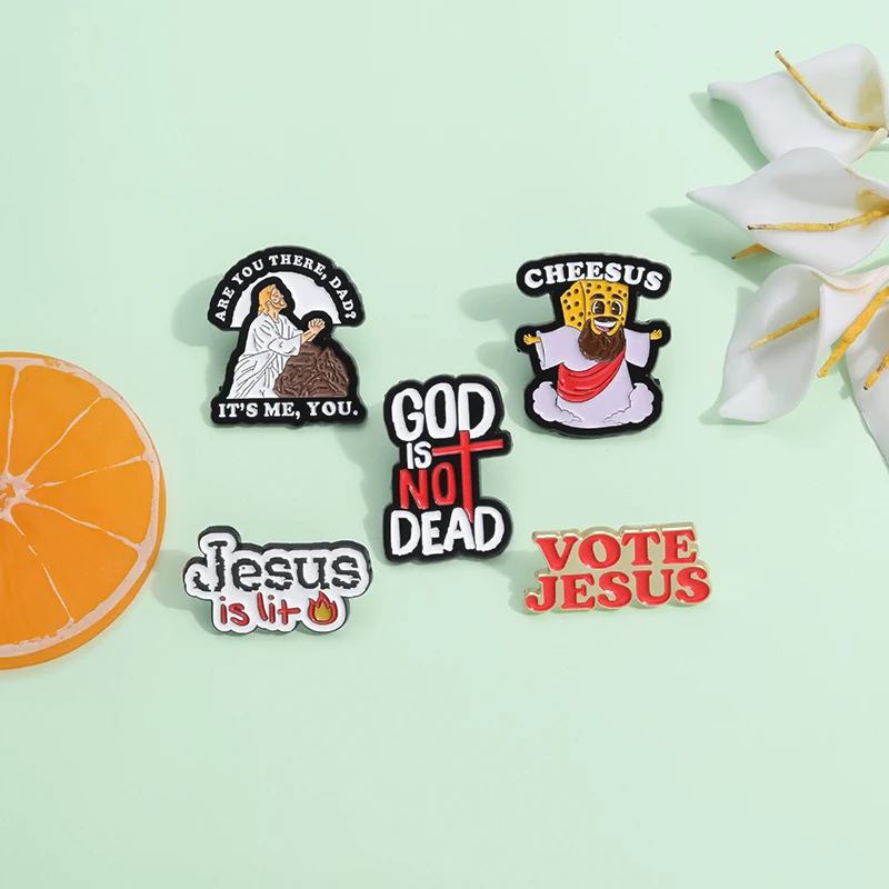 

Cartoon Creative Jesus Enamel Pins Vote Jesus Decorative Alloy Brooches for Christian Clothes Backpack Lapel Badge Accessories