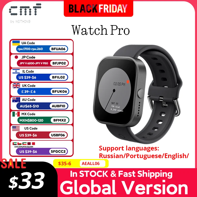 Глобальная версия CMF от Nothing Watch Pro 1,96 дюйма AMOLED Bluetooth 5,3 BT звонки с шумоподавлением AI GPS Smartwatch CMF watch Pro