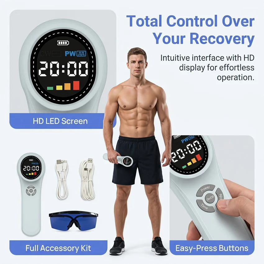 Pain Relief Red Light Therapy Device for Office Workers LLLT Device for Shoulder Bursitis Knee Handheld Physiotherapy for Daily Muscle Fatigue Recovery