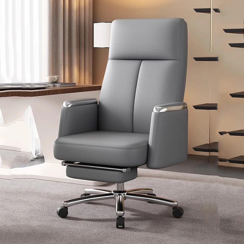 كرسي مكتب جلدي حديث فاخر بعجلات متنقلة كرسي مكتب تنفيذي للمؤتمرات مسند ظهر ومسند للقدمين أثاث عصري من Mobilya
