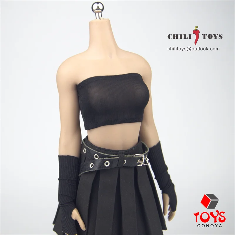 CHILI TOYS 1/6 Scale White Black Strapless Tube Tops Clothes Model Fit 6