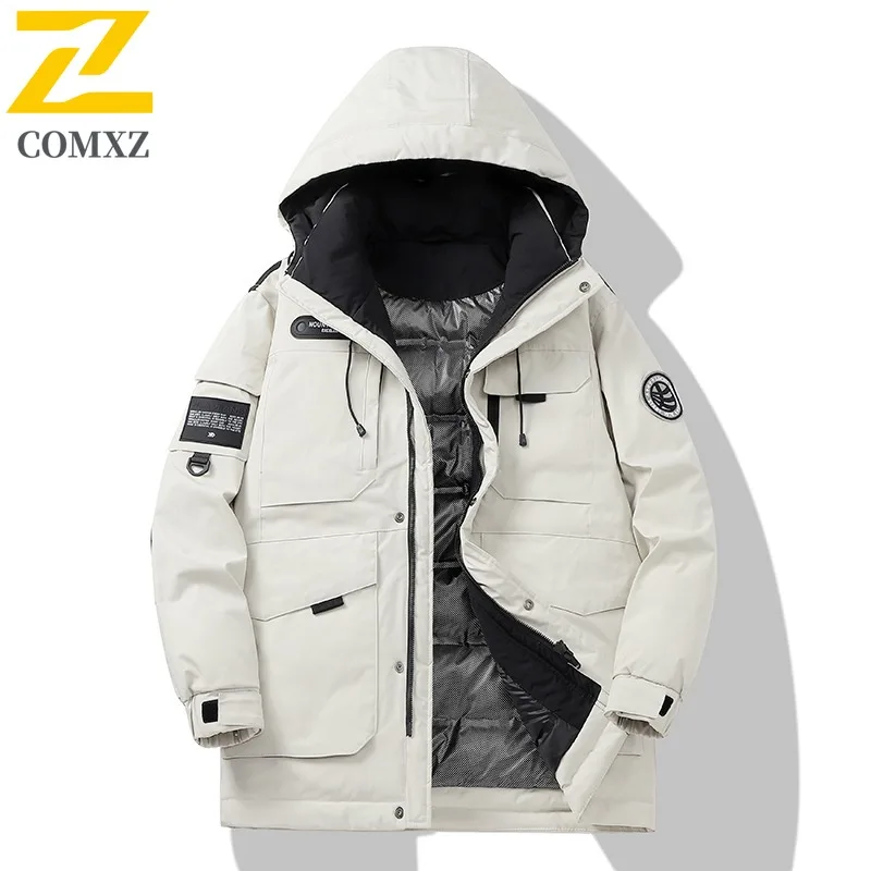 COMXZ الرجال الشتاء سترة 2025 الشتاء العمل استكشاف التنزه مقاوم للماء التخييم باركر معطف عالية الجودة تسلق سترات مبطنة