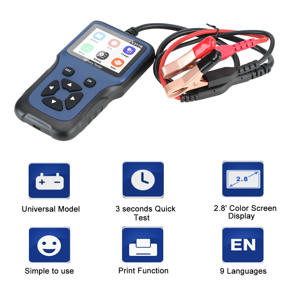 Automobile Battery Detector Auto Diagnostic Tool 12V Car Battery Charger Tester Analyzer Analyzer Tools Automotive