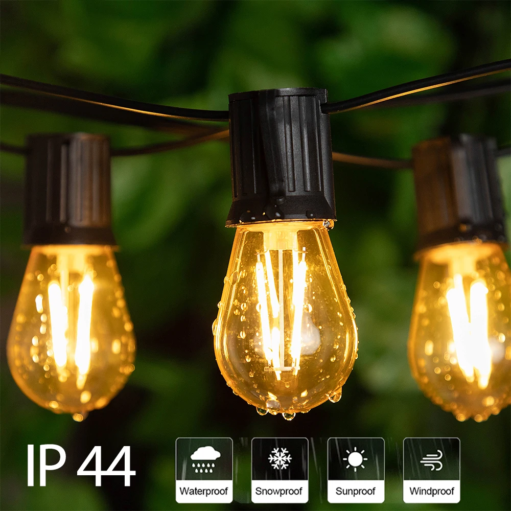 Imagem -02 - Vintage Guirlanda Led String Luz Impermeável Lâmpada de Plástico Plug ue Jardim Rua Lâmpadas de Decoração Ip44 E26 S14