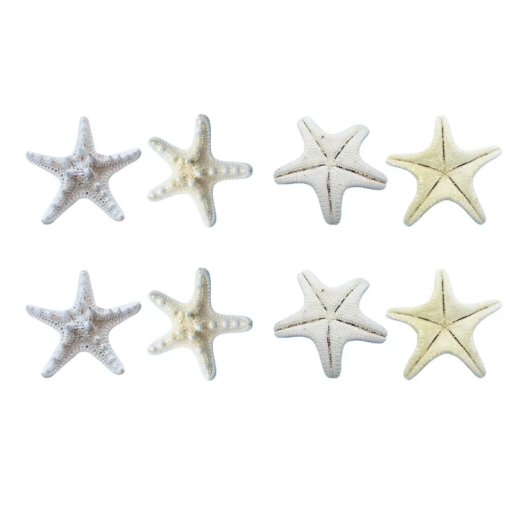 

8 pcs Natural Sea Star Ornaments Ocean Theme Crafts Party Decorations Diy Pendant Home Wedding Decor Table Scatter White 4-7Cm