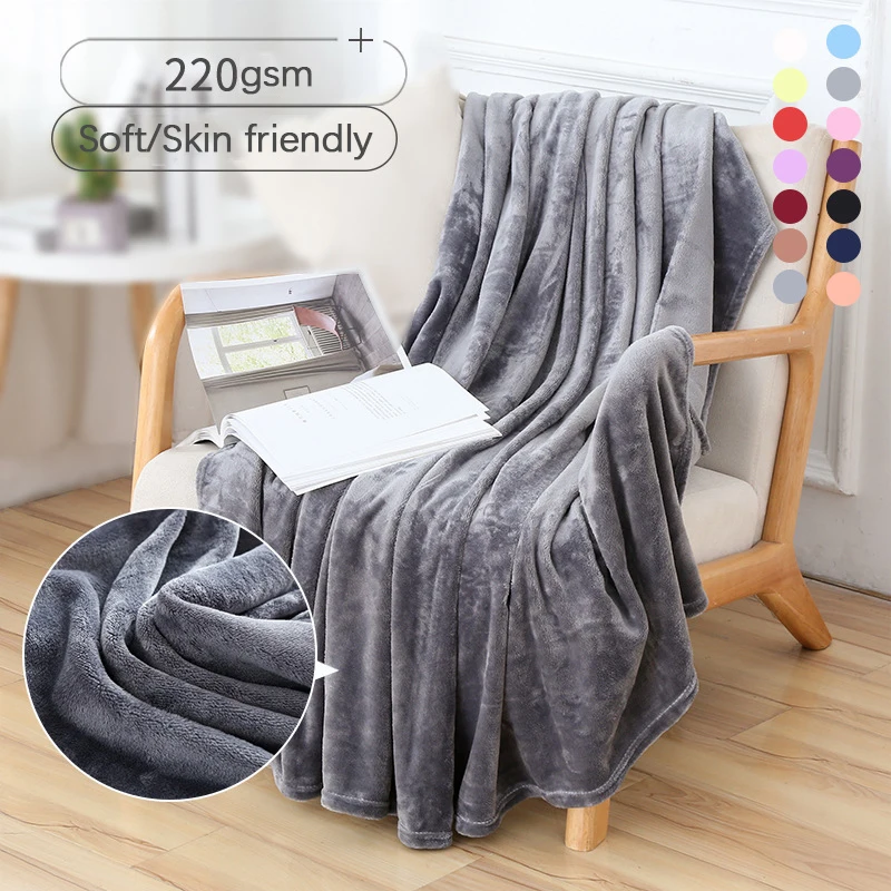 Fluffy Coral Velvet Blanket Flannel Plush Comfortable Thickened and Warm Soft Sofa Throw Blanket for Air-Conditioned Room Luxury