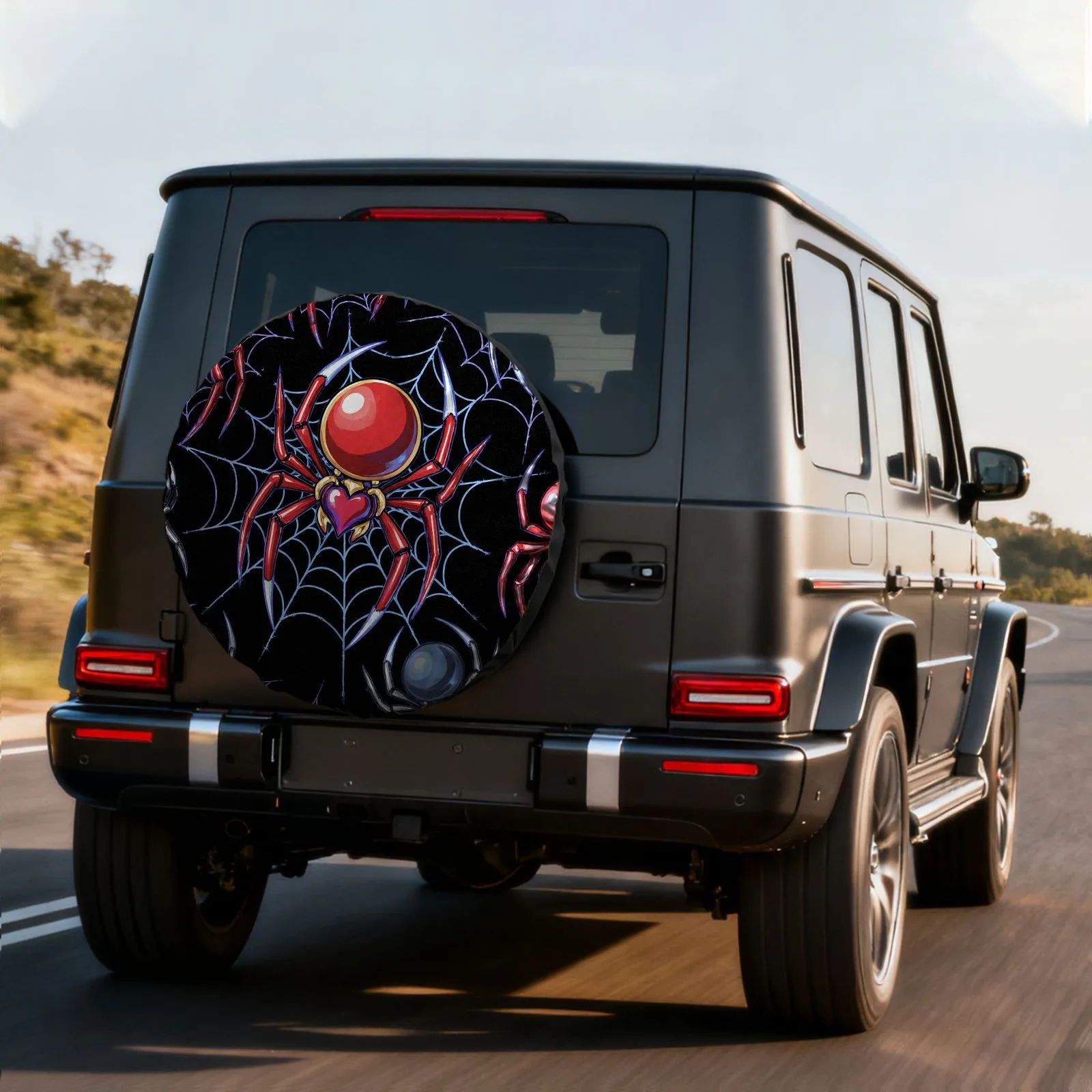 

Spider Web Tire Cover Red Spider Pattern Fashion Print Spare Tire Protector for SUV Truck