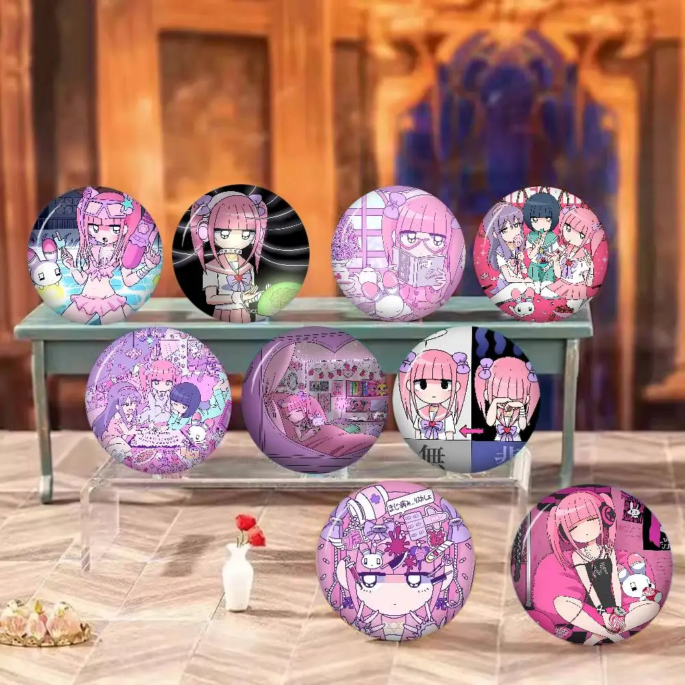 Menhera Chan Comic Characters Cute Anime Figure Icon Badge Handmade Tinplate Brooch for Backpack Clothes Chest Ornament Gifts