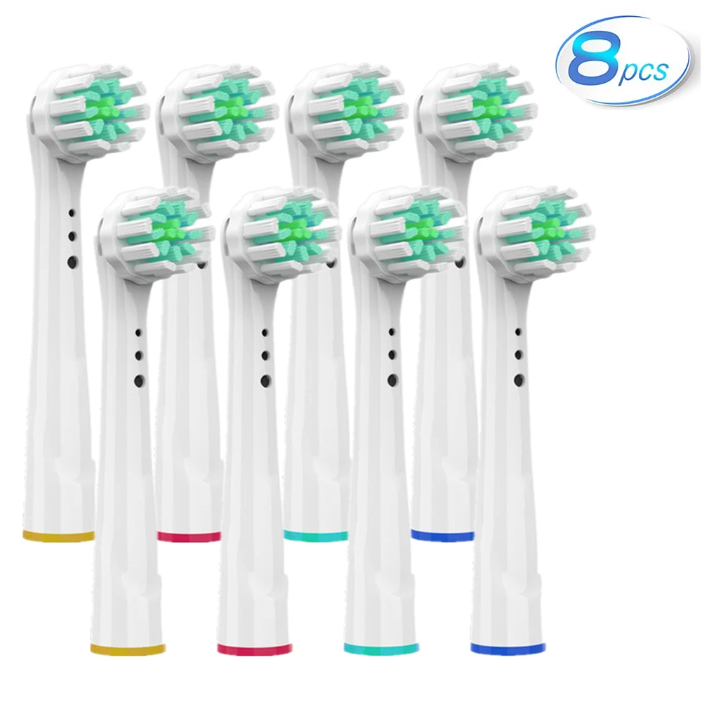 Oral b escova de dentes elétrica cabeças, cerdas macias, duplo limpo, ação cruzada, 8pcs